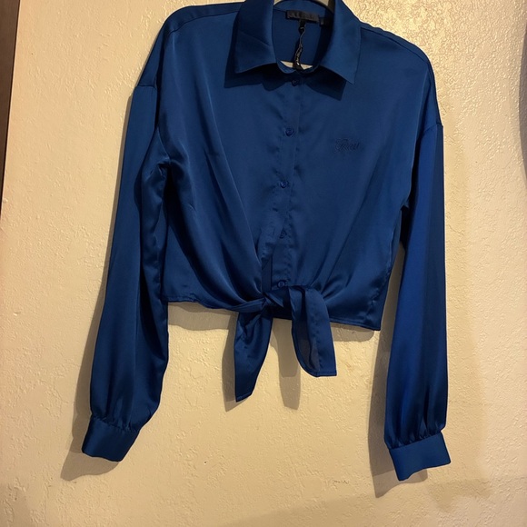 Guess Blue Satin Blouse - Picture 5 of 9